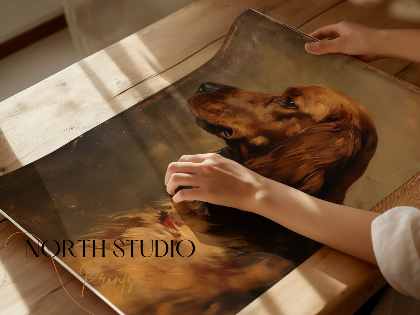 Premium Poster of Beautiful Portrait Of A Dog In Antique Style Posters