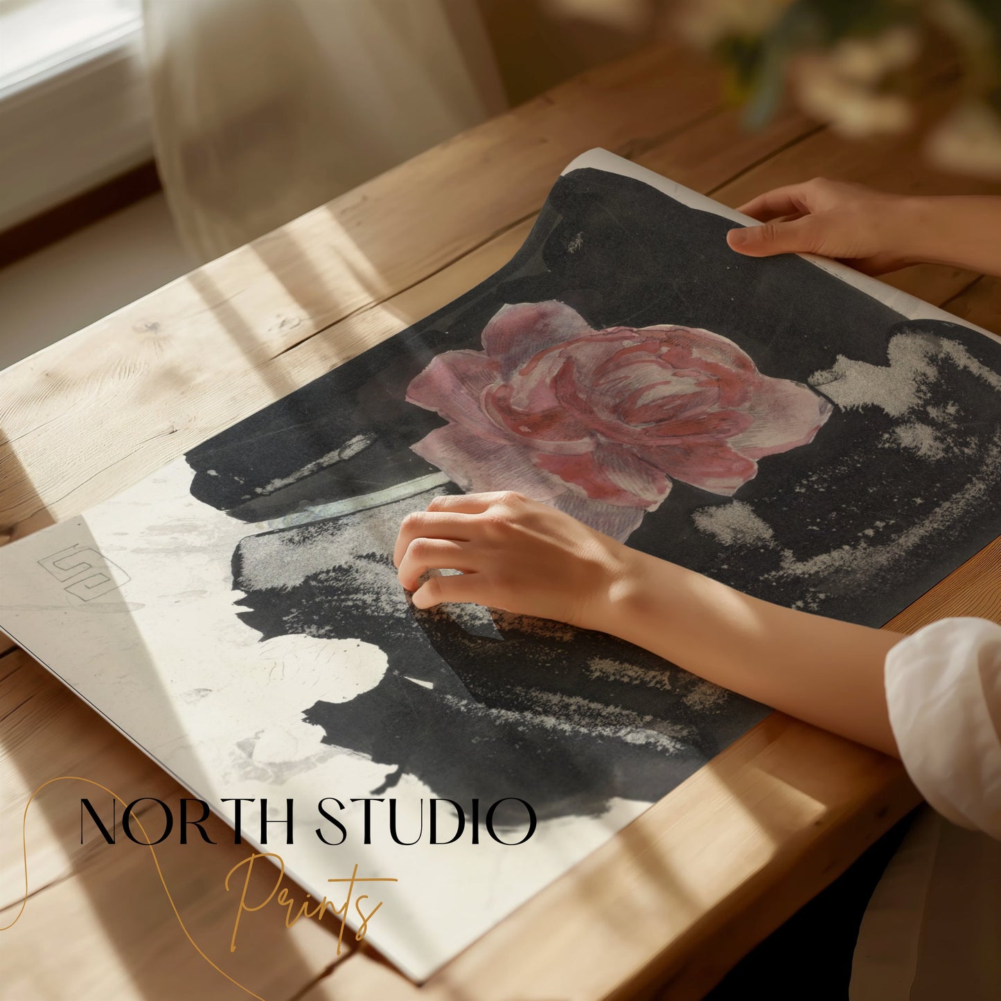 Premium Poster of Beautiful Red Flower with Artistic Background Posters