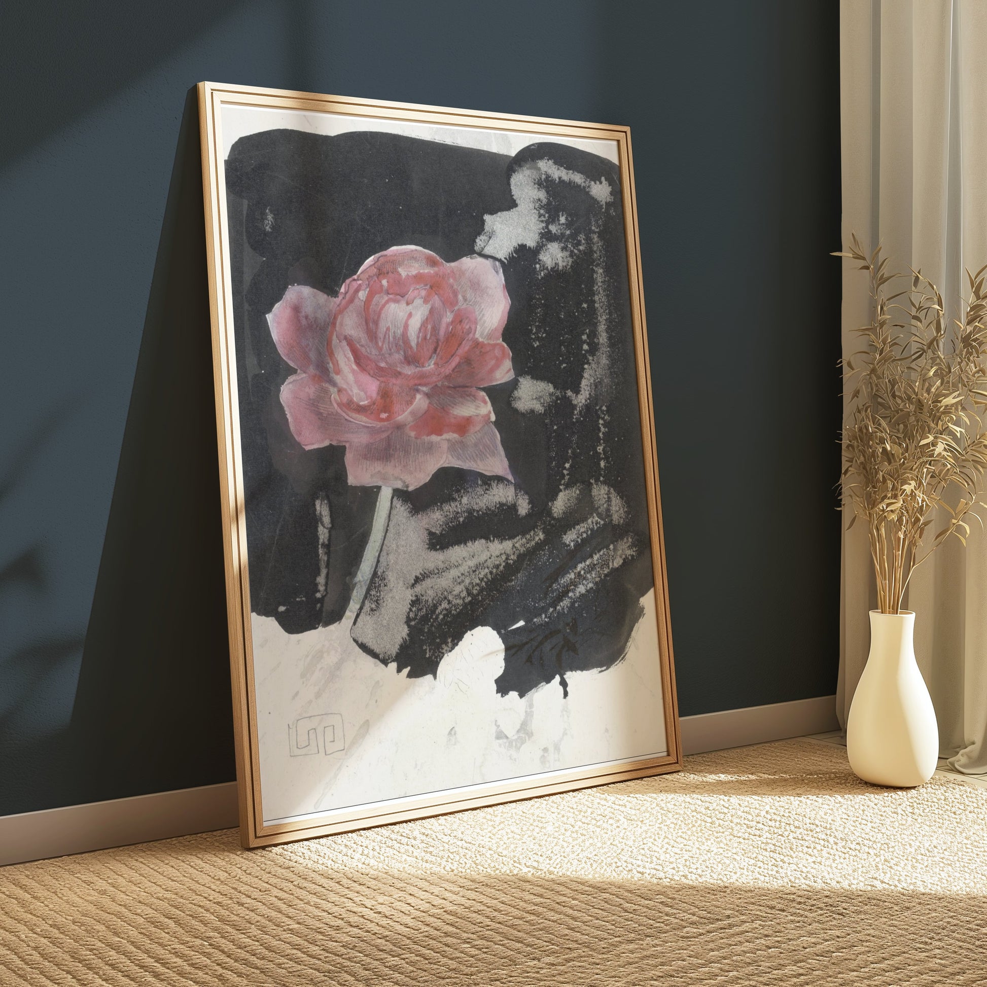 Premium Poster of Beautiful Red Flower with Artistic Background Posters