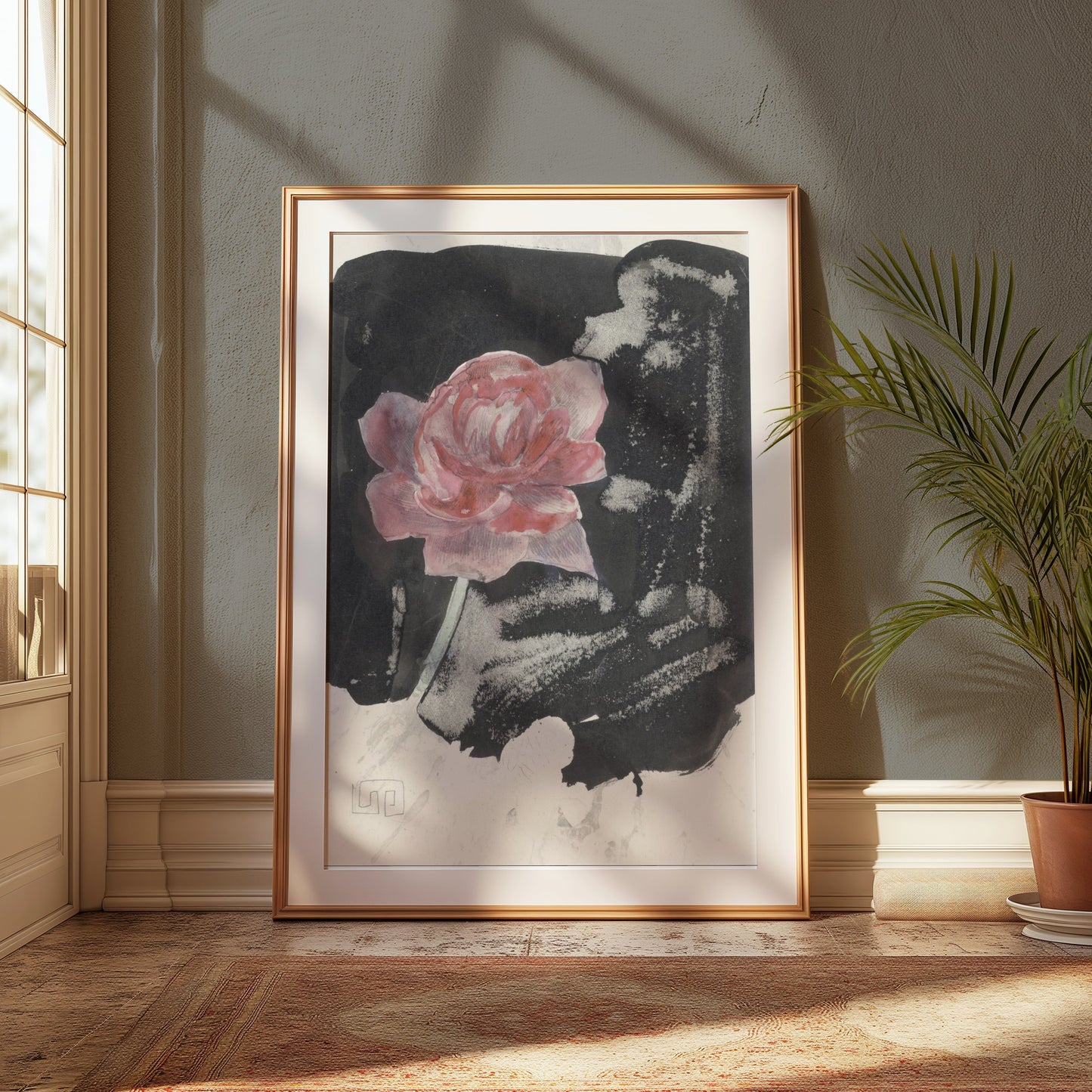 Premium Poster of Beautiful Red Flower with Artistic Background Posters