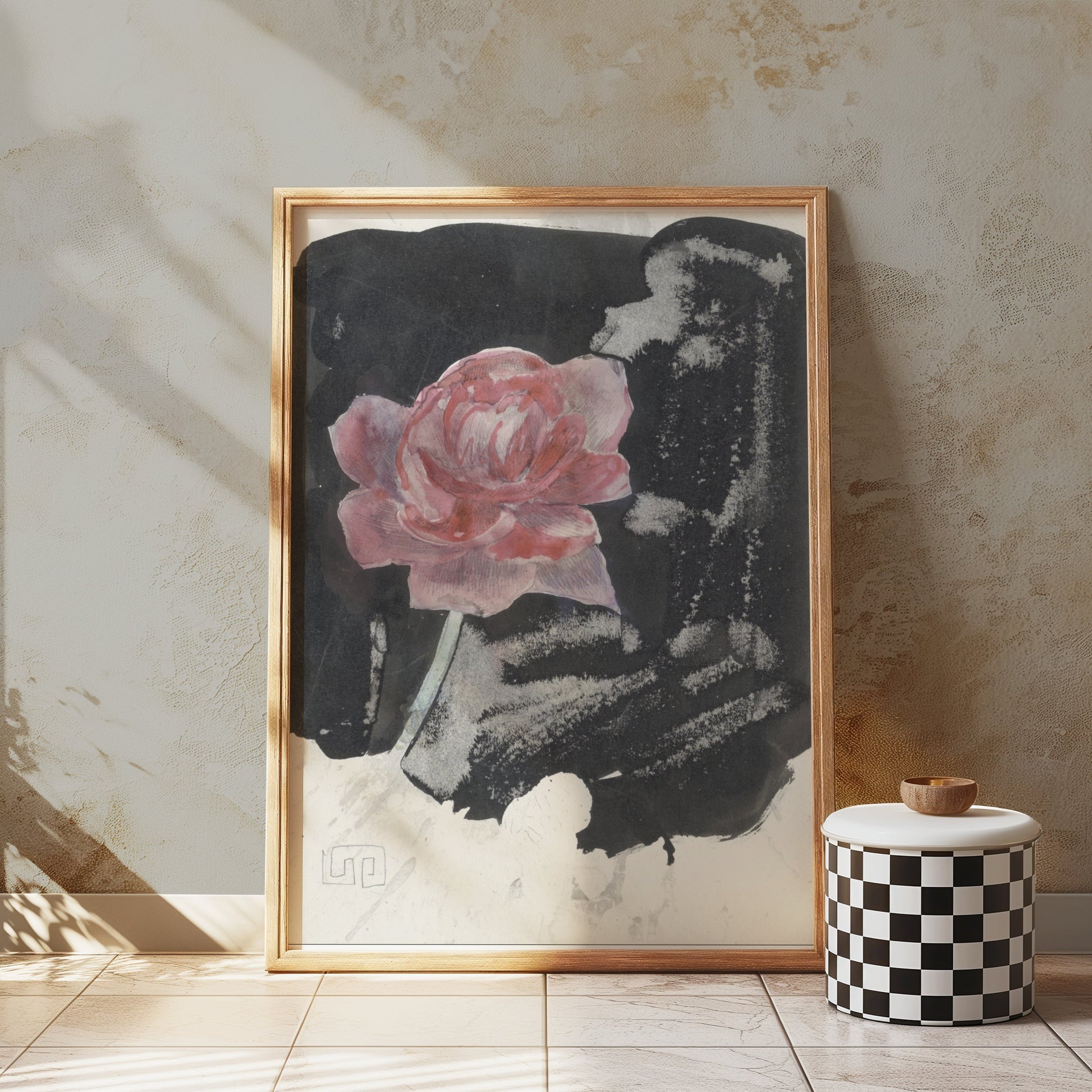 Premium Poster of Beautiful Red Flower with Artistic Background Posters