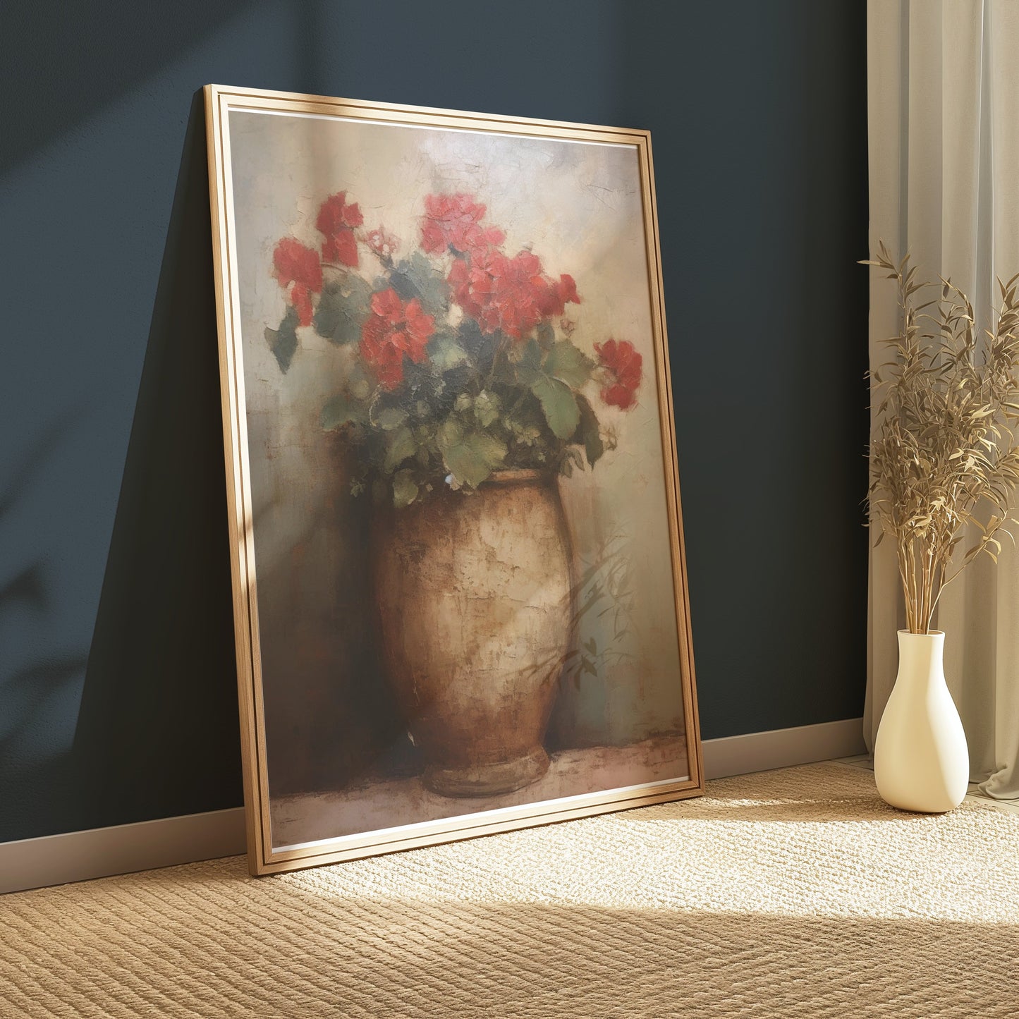 Premium Poster of Beautiful Red Flowers in an Elegant Vase Art Posters