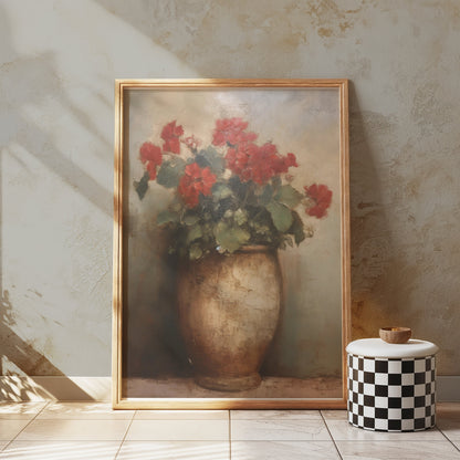 Premium Poster of Beautiful Red Flowers in an Elegant Vase Art Posters
