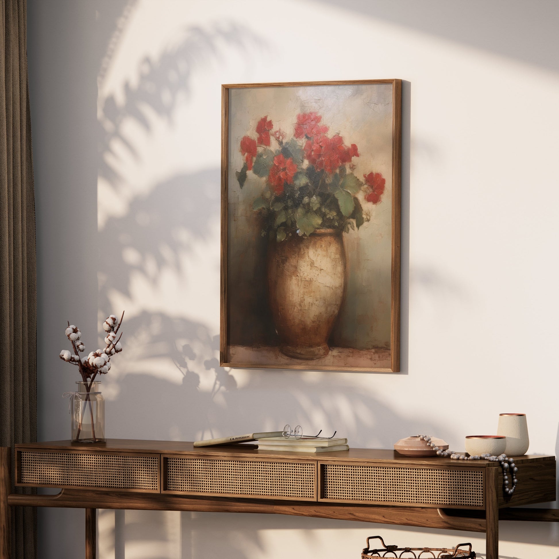 Premium Poster of Beautiful Red Flowers in an Elegant Vase Art Posters