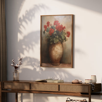Premium Poster of Beautiful Red Flowers in an Elegant Vase Art Posters