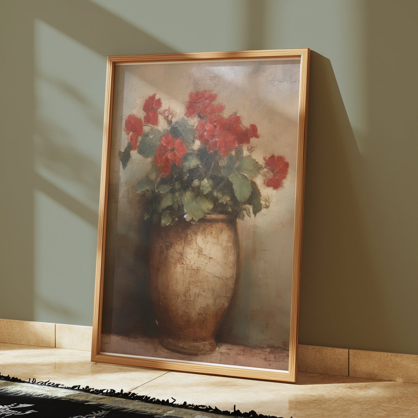 Premium Poster of Beautiful Red Flowers in an Elegant Vase Art Posters
