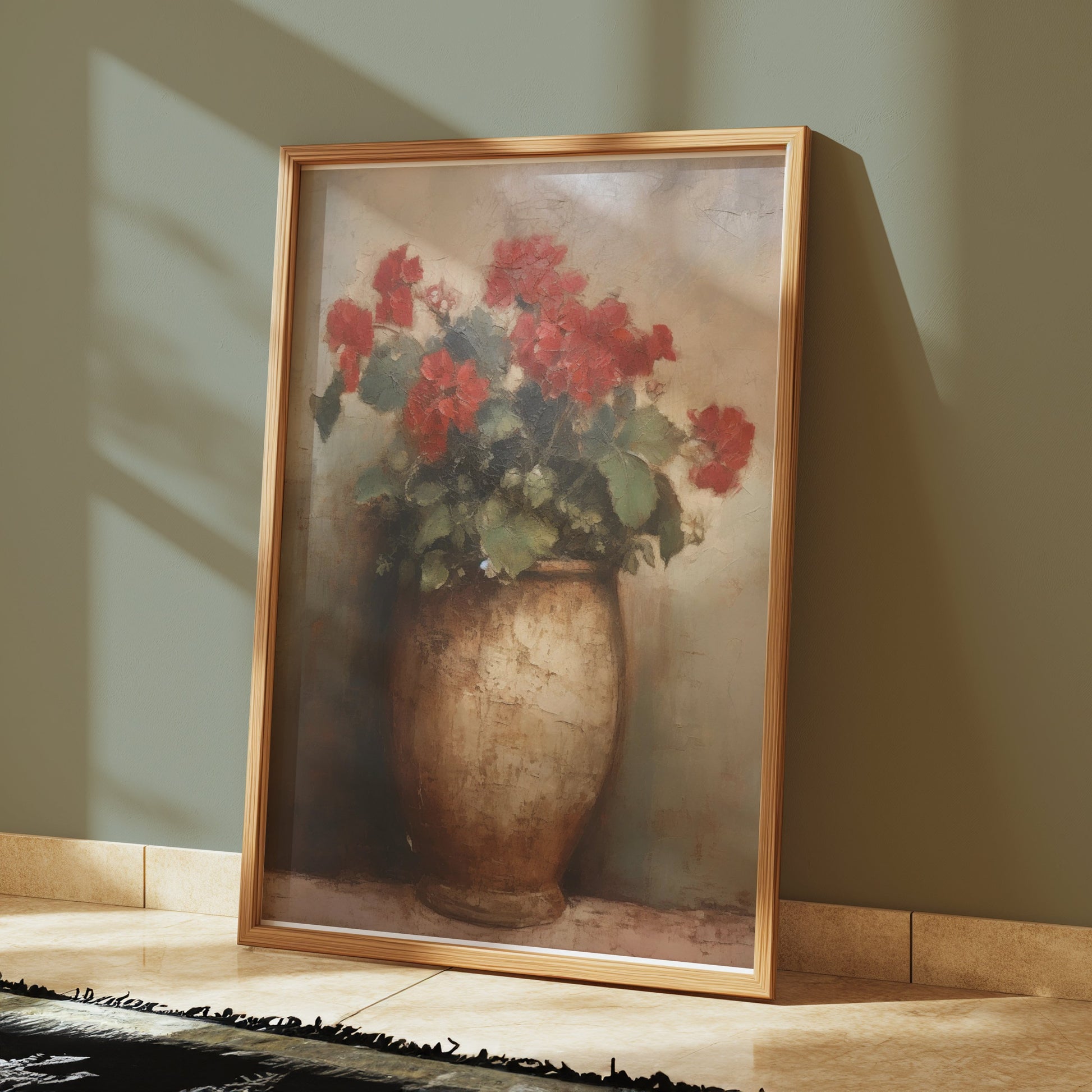 Premium Poster of Beautiful Red Flowers in an Elegant Vase Art Posters