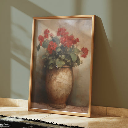 Premium Poster of Beautiful Red Flowers in an Elegant Vase Art Posters