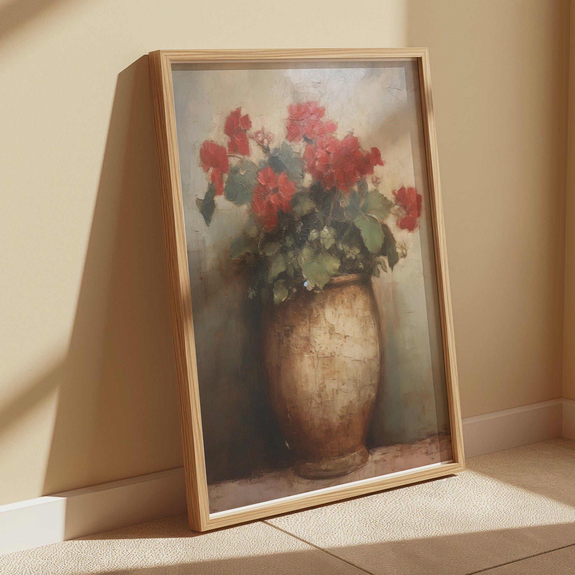 Premium Poster of Beautiful Red Flowers in an Elegant Vase Art Posters