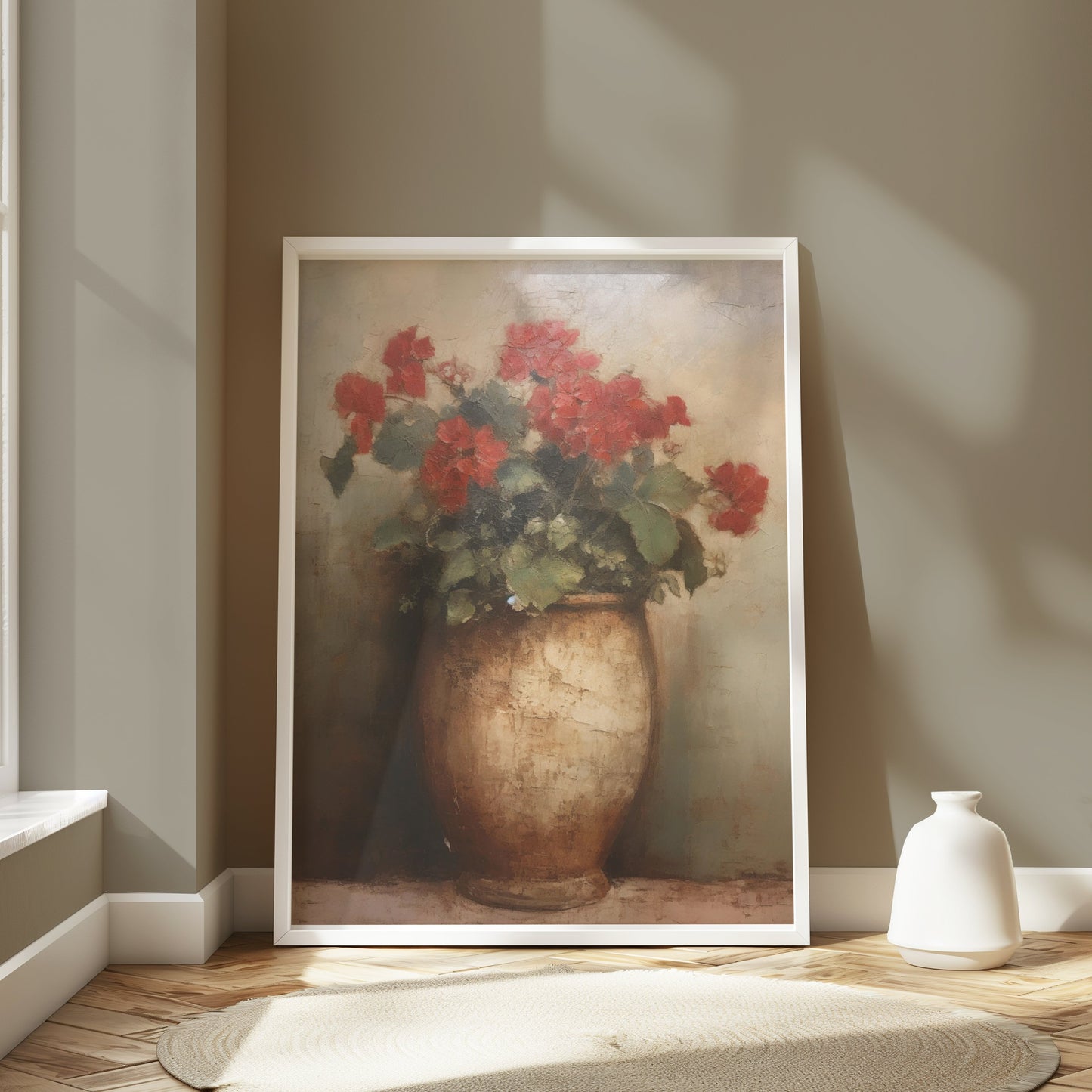 Premium Poster of Beautiful Red Flowers in an Elegant Vase Art Posters