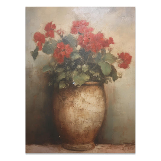 Premium Poster of Beautiful Red Flowers in an Elegant Vase Art Posters