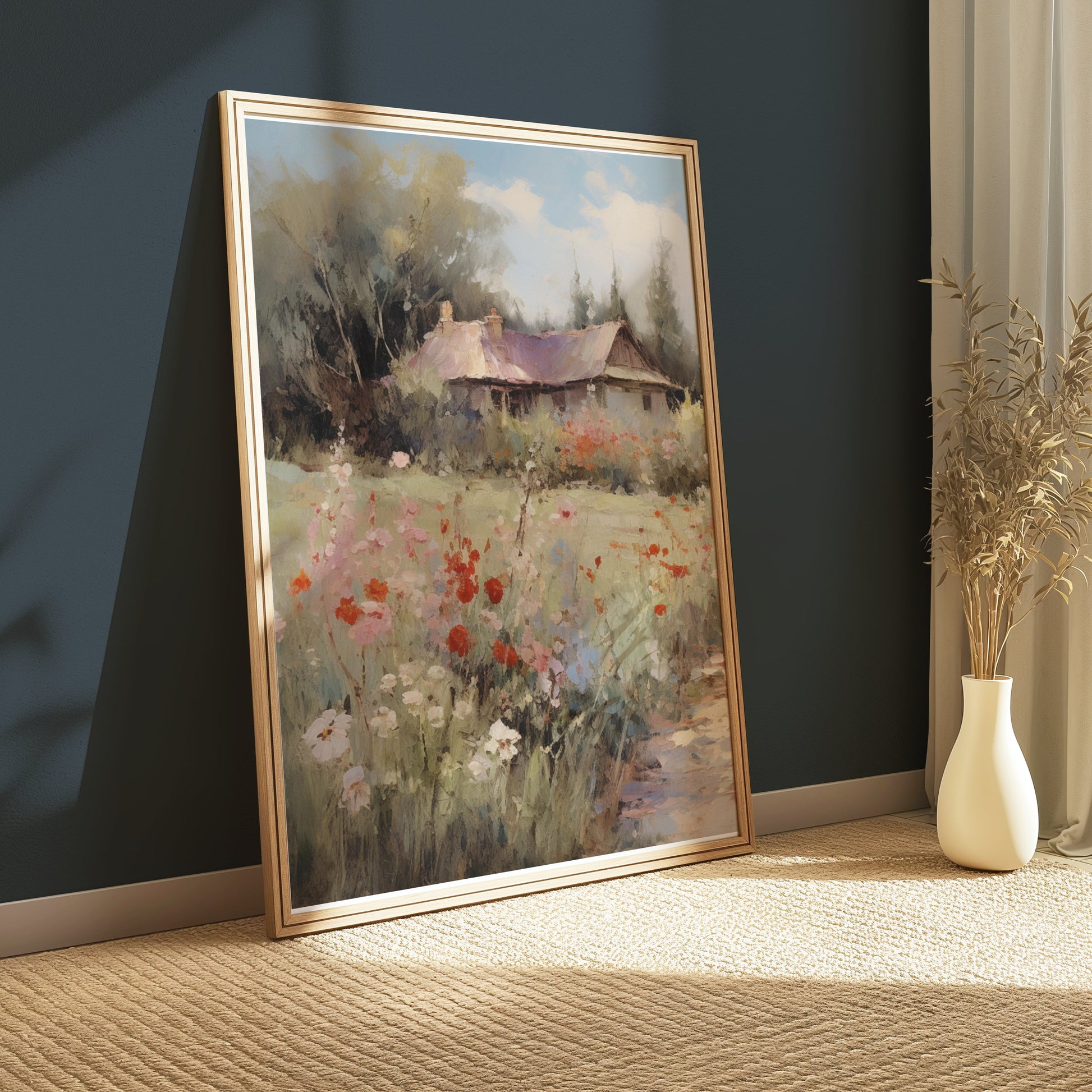 Premium Poster of Beautiful Rustic Countryside Cottage with Floral Posters