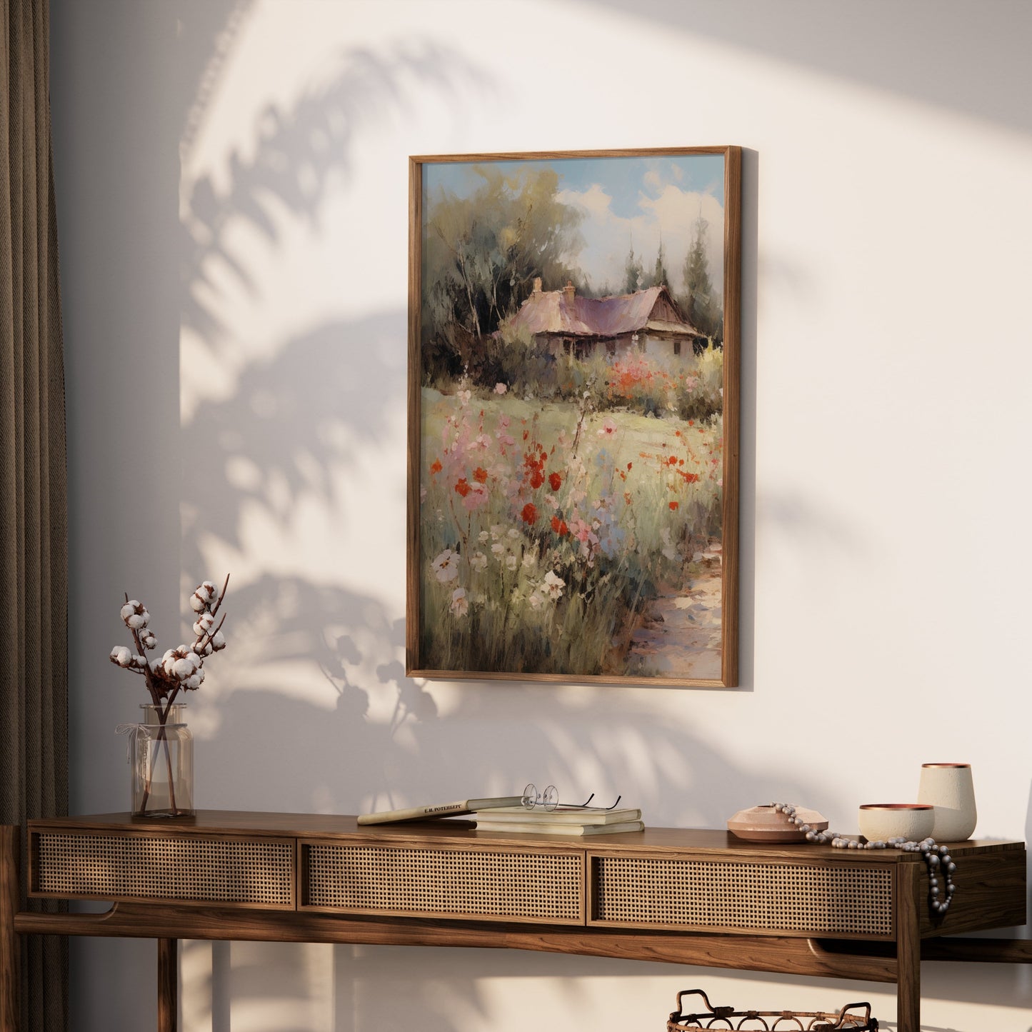 Premium Poster of Beautiful Rustic Countryside Cottage with Floral Posters