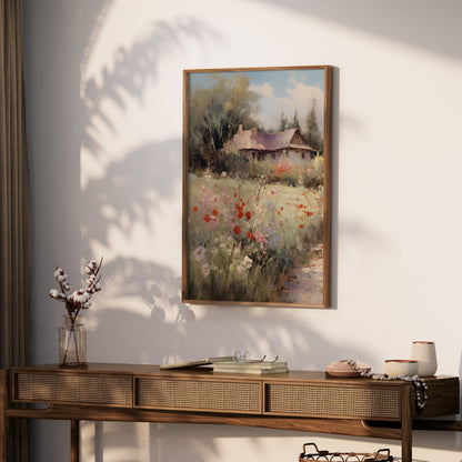 Premium Poster of Beautiful Rustic Countryside Cottage with Floral Posters
