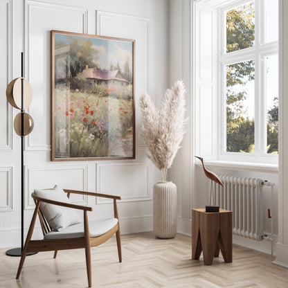 Premium Poster of Beautiful Rustic Countryside Cottage with Floral Posters