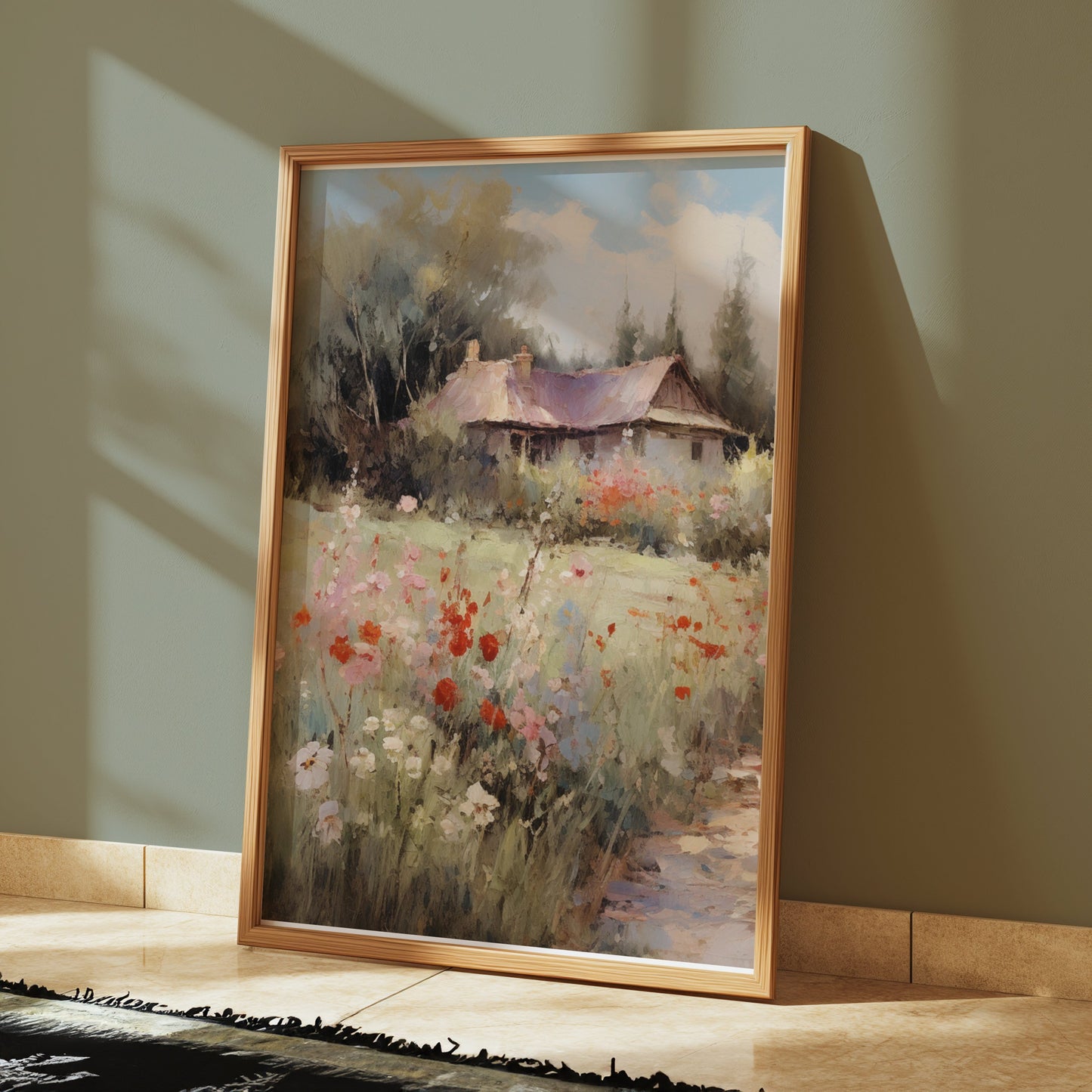 Premium Poster of Beautiful Rustic Countryside Cottage with Floral Posters
