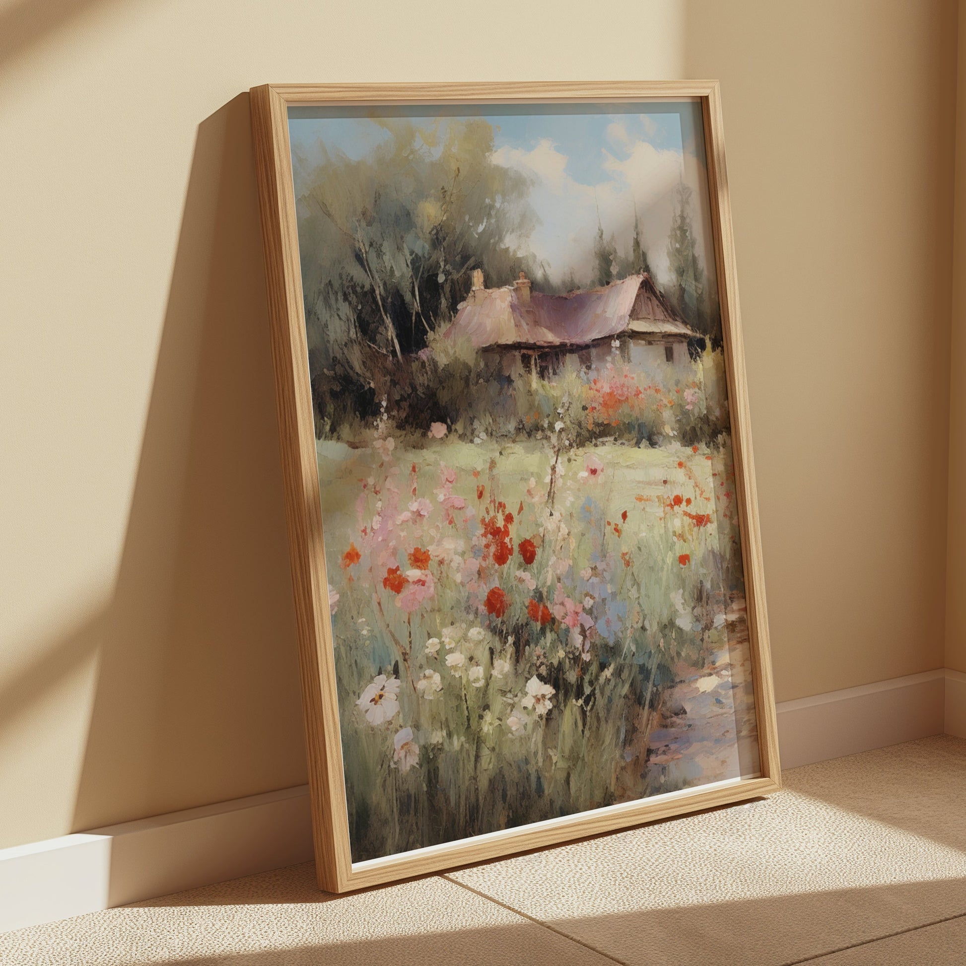 Premium Poster of Beautiful Rustic Countryside Cottage with Floral Posters