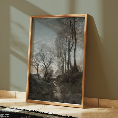 Premium Poster of Beautiful Scenic Landscape Park Stream Posters