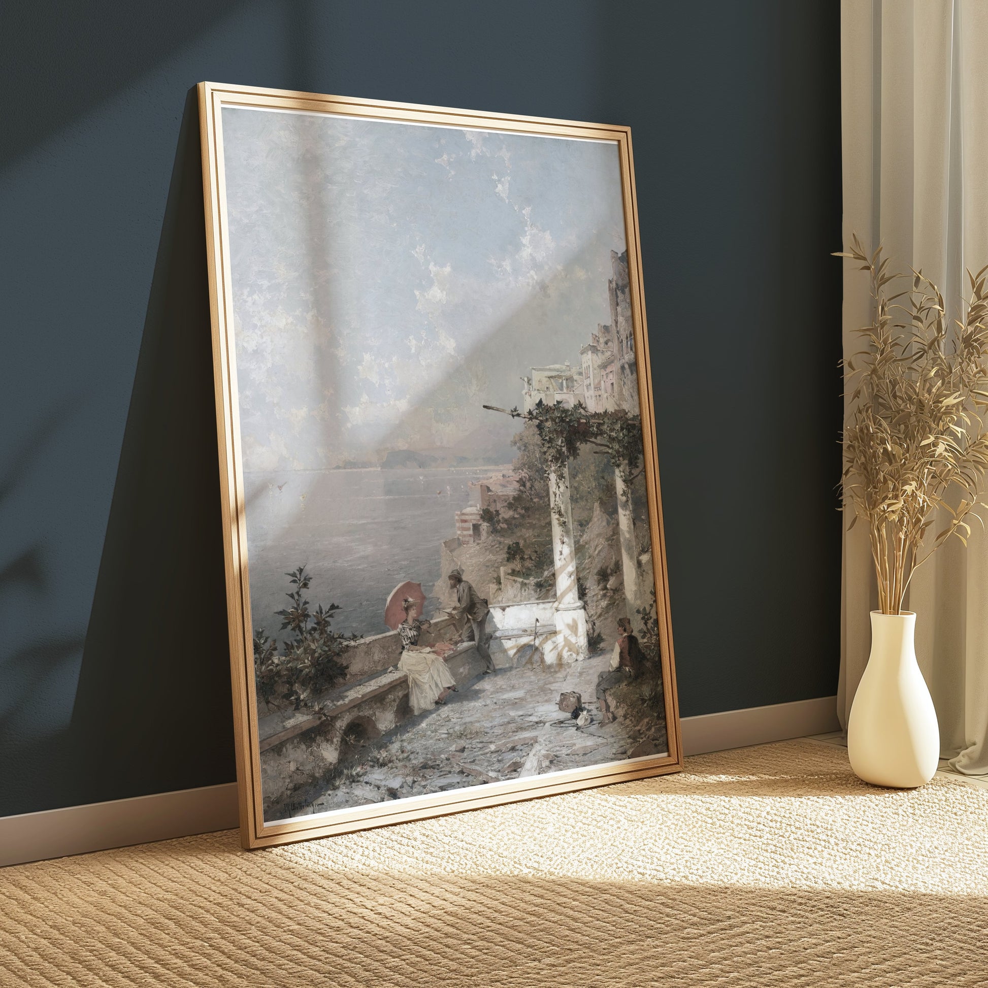 Premium Poster of Beautiful Serene Coastal Landscape with Figures Posters