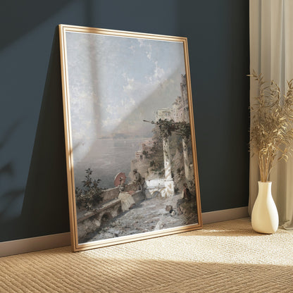 Premium Poster of Beautiful Serene Coastal Landscape with Figures Posters
