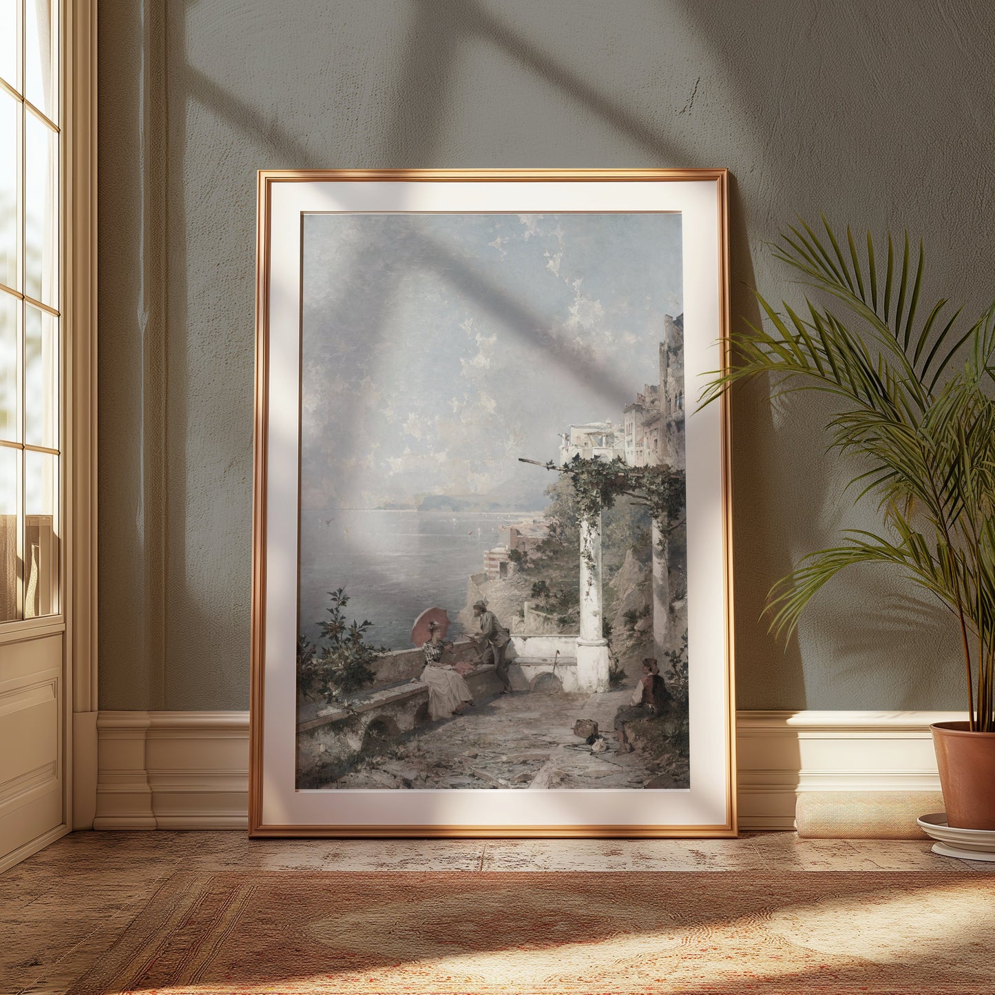 Premium Poster of Beautiful Serene Coastal Landscape with Figures Posters