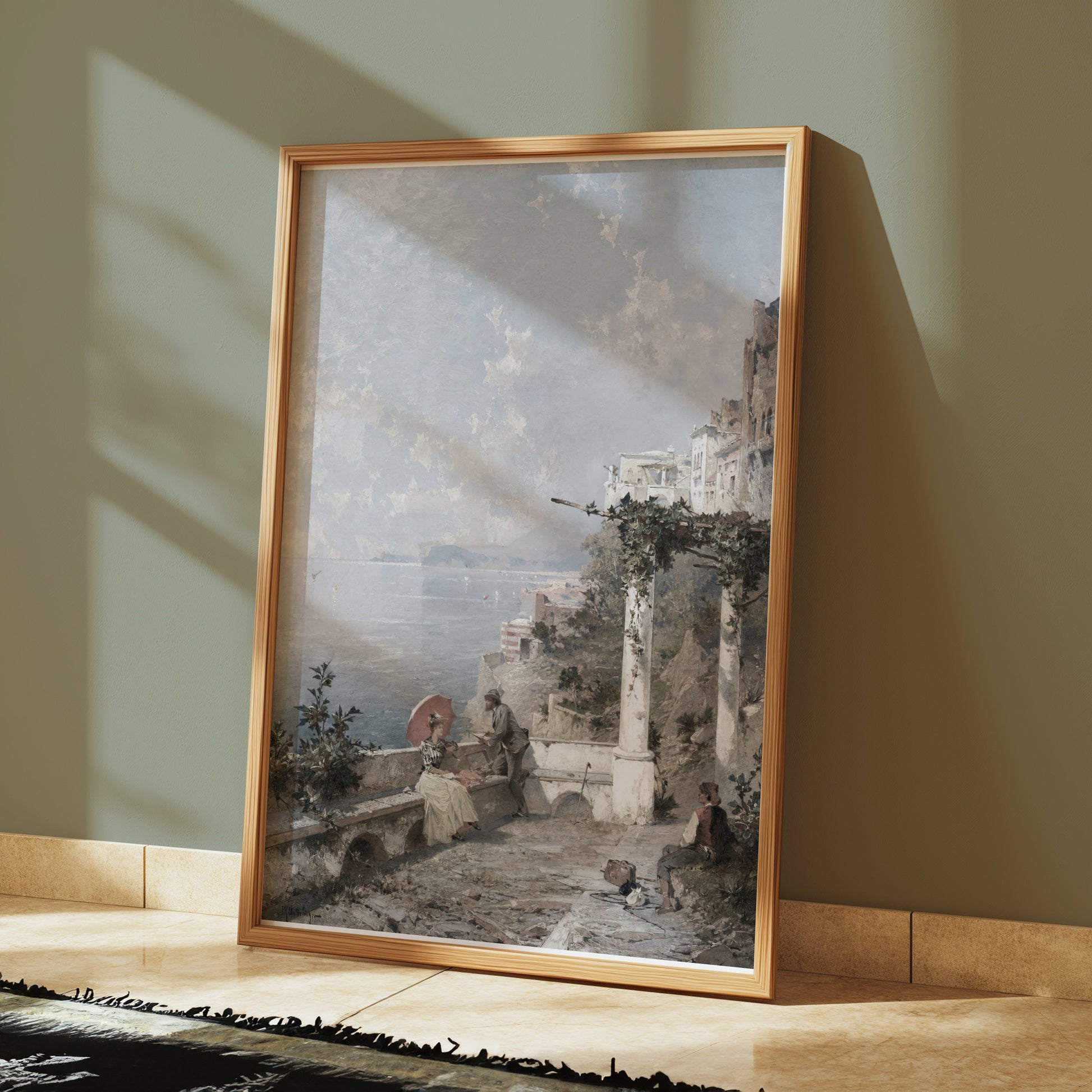Premium Poster of Beautiful Serene Coastal Landscape with Figures Posters