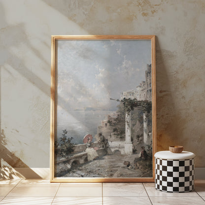 Premium Poster of Beautiful Serene Coastal Landscape with Figures Posters