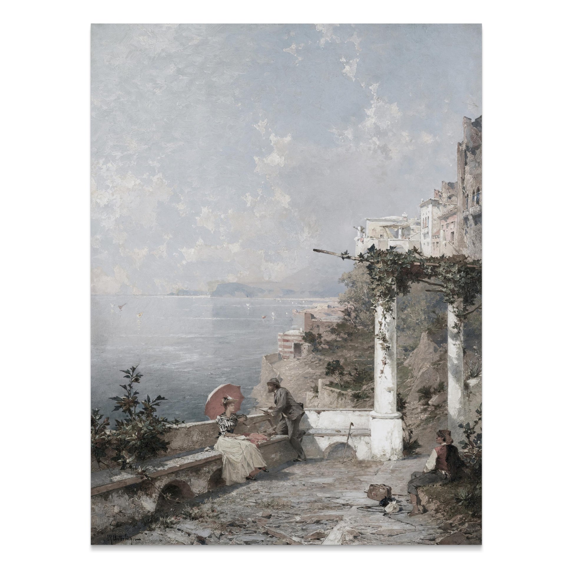 Premium Poster of Beautiful Serene Coastal Landscape with Figures Posters