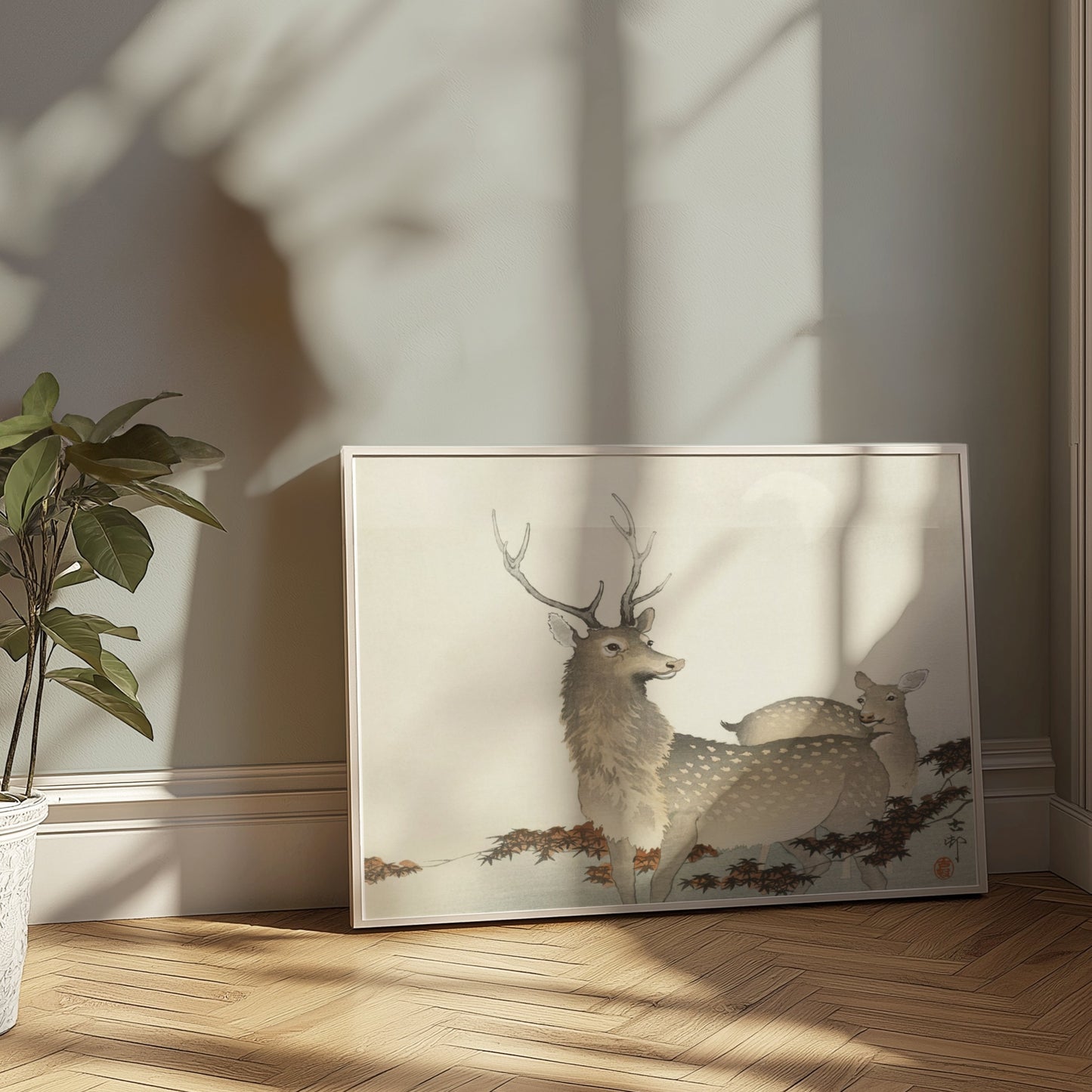 Premium Poster of Beautiful Serene Deer Artwork Japanese Wall Hanging Posters