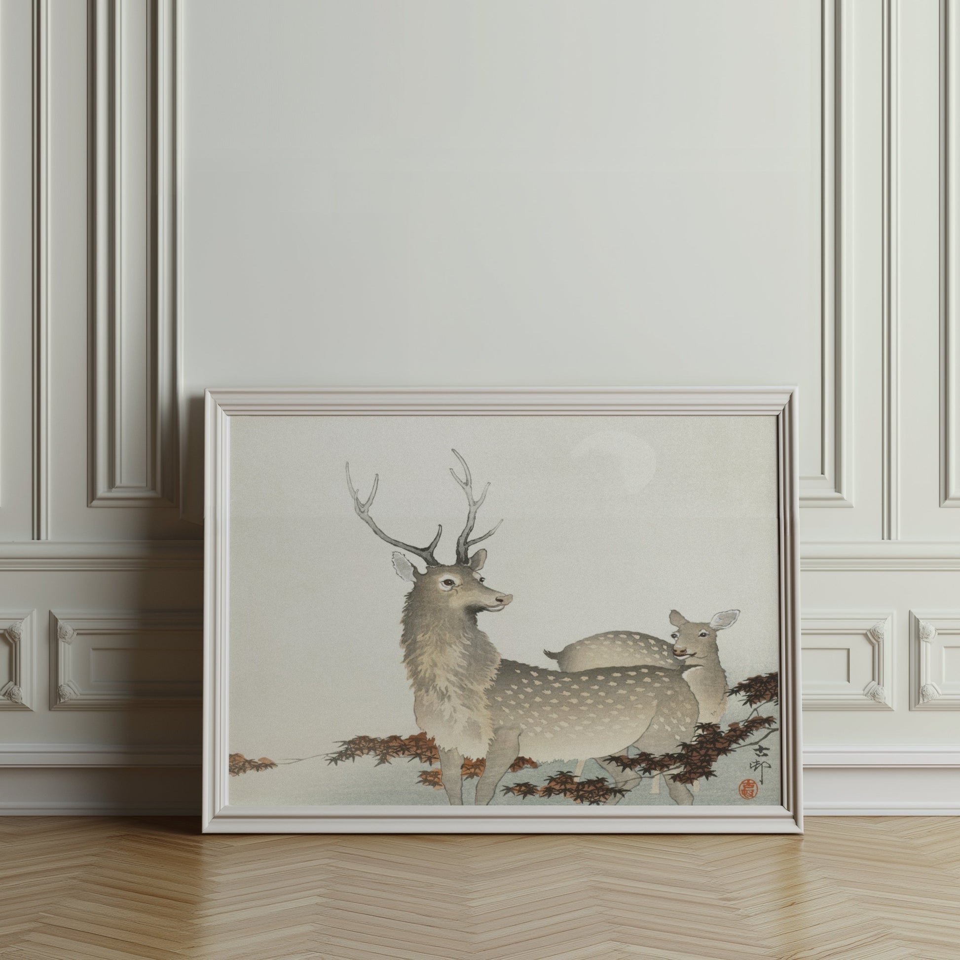 Premium Poster of Beautiful Serene Deer Artwork Japanese Wall Hanging Posters