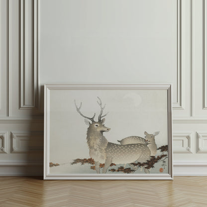 Premium Poster of Beautiful Serene Deer Artwork Japanese Wall Hanging Posters