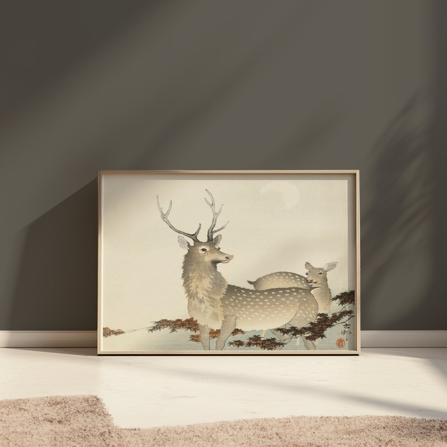 Premium Poster of Beautiful Serene Deer Artwork Japanese Wall Hanging Posters