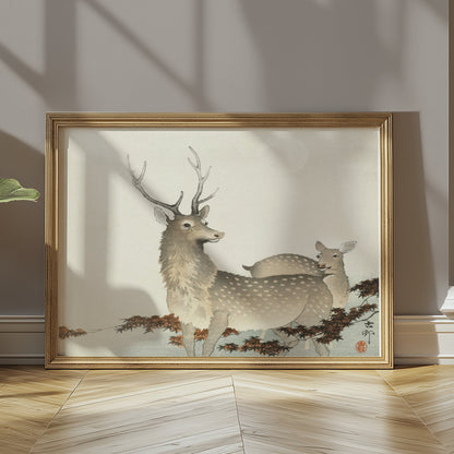 Premium Poster of Beautiful Serene Deer Artwork Japanese Wall Hanging Posters