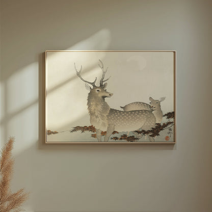 Premium Poster of Beautiful Serene Deer Artwork Japanese Wall Hanging Posters