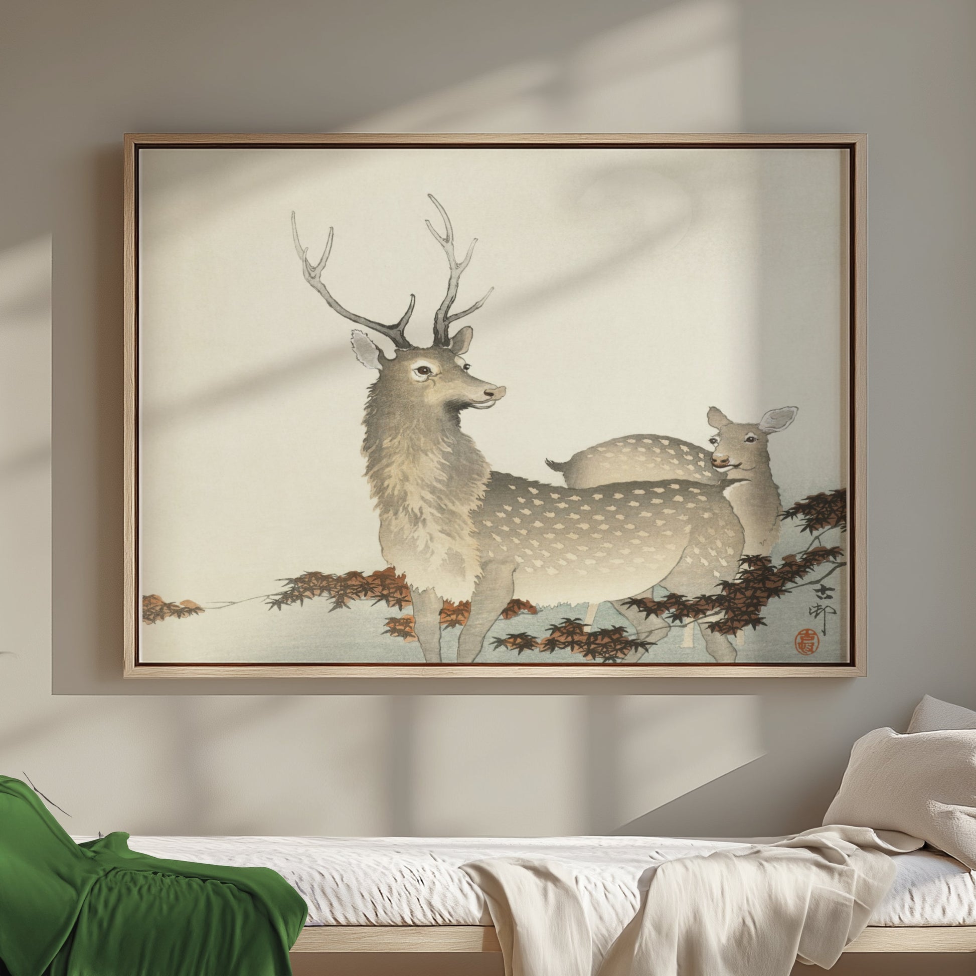 Premium Poster of Beautiful Serene Deer Artwork Japanese Wall Hanging Posters