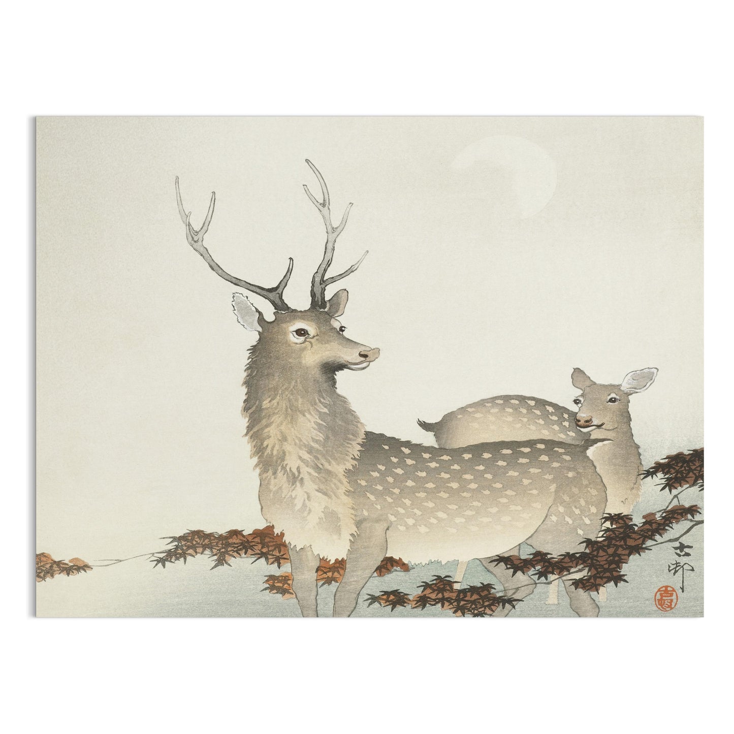 Premium Poster of Beautiful Serene Deer Artwork Japanese Wall Hanging Posters