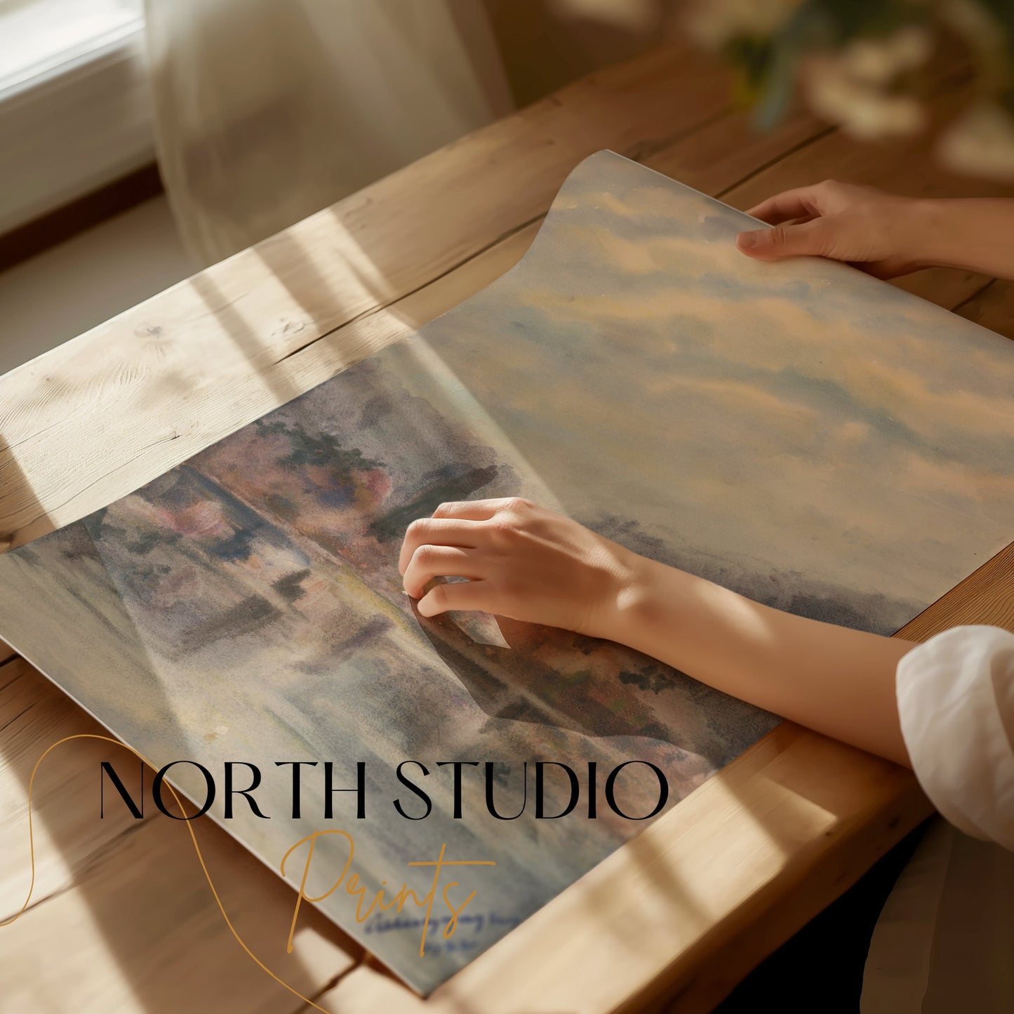 Premium Poster of Beautiful Serene Landscape Watercolor Artwork Posters