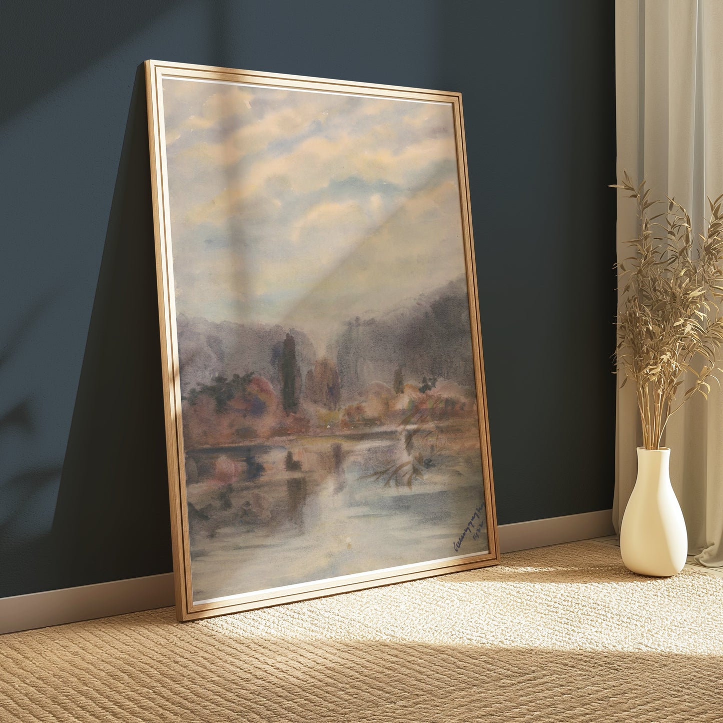 Premium Poster of Beautiful Serene Landscape Watercolor Artwork Posters