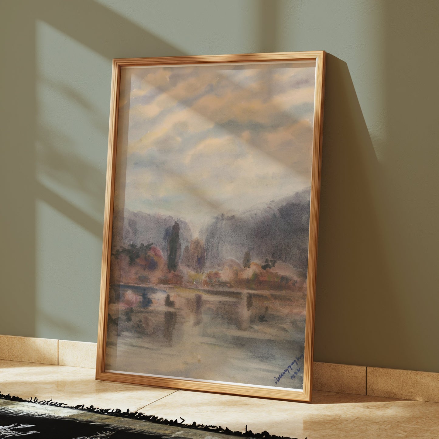 Premium Poster of Beautiful Serene Landscape Watercolor Artwork Posters