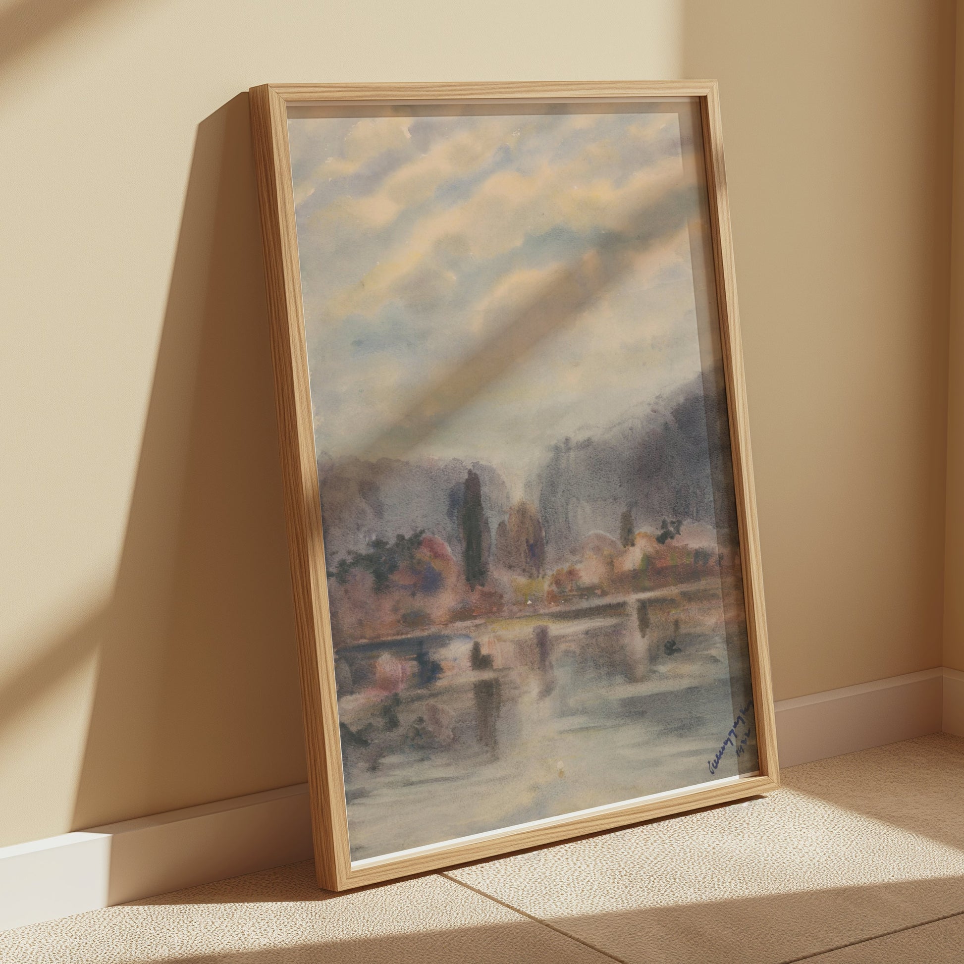 Premium Poster of Beautiful Serene Landscape Watercolor Artwork Posters