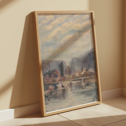 Premium Poster of Beautiful Serene Landscape Watercolor Artwork Posters