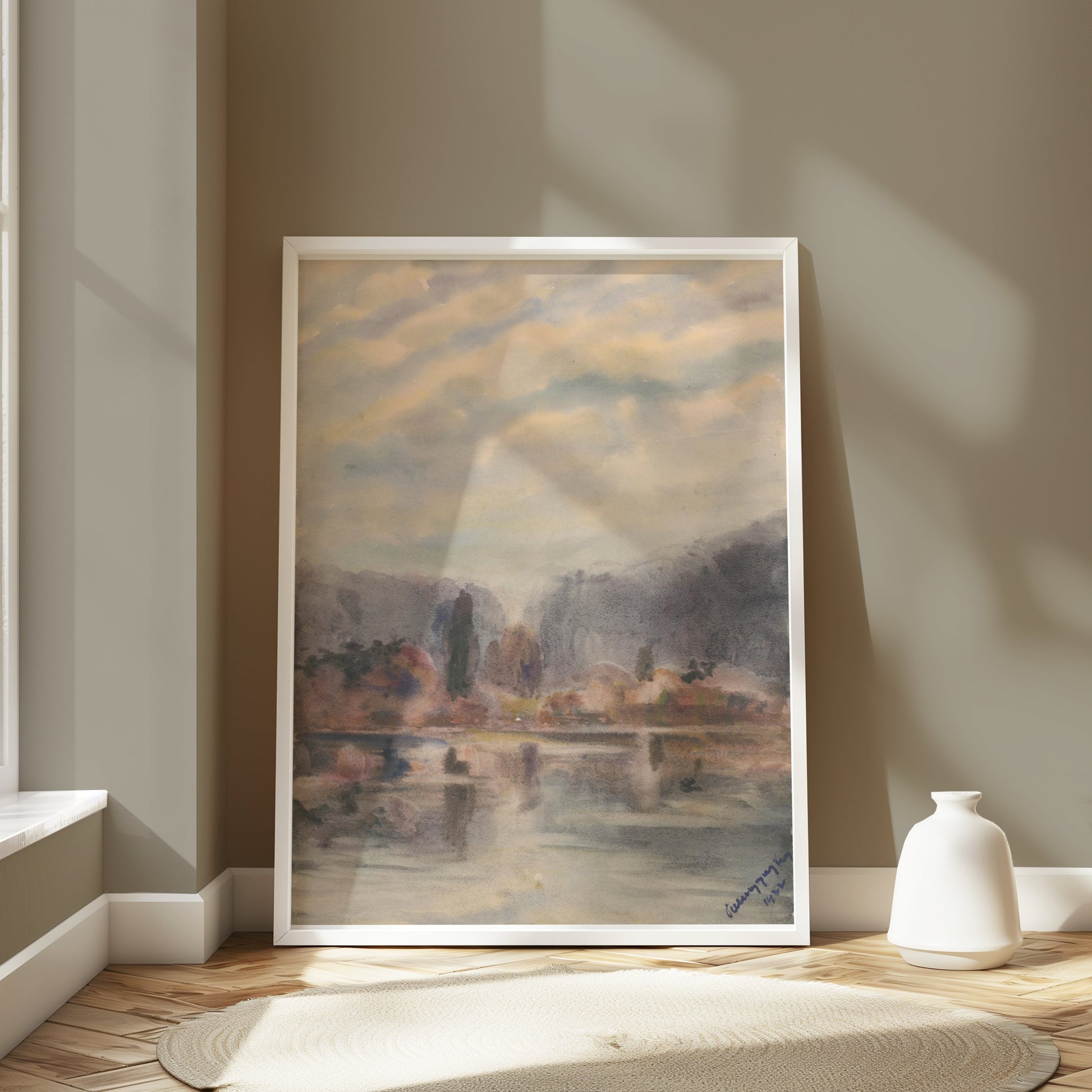 Premium Poster of Beautiful Serene Landscape Watercolor Artwork Posters