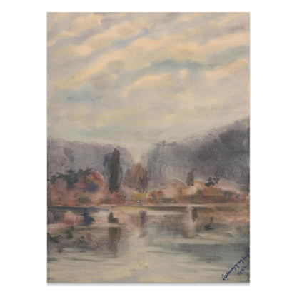 Premium Poster of Beautiful Serene Landscape Watercolor Artwork Posters