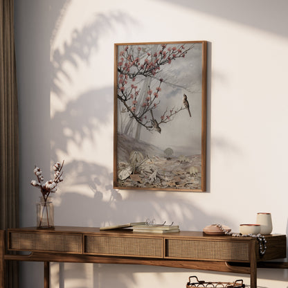 Premium Poster of Beautiful Spring Art with Birds and Flowers Posters