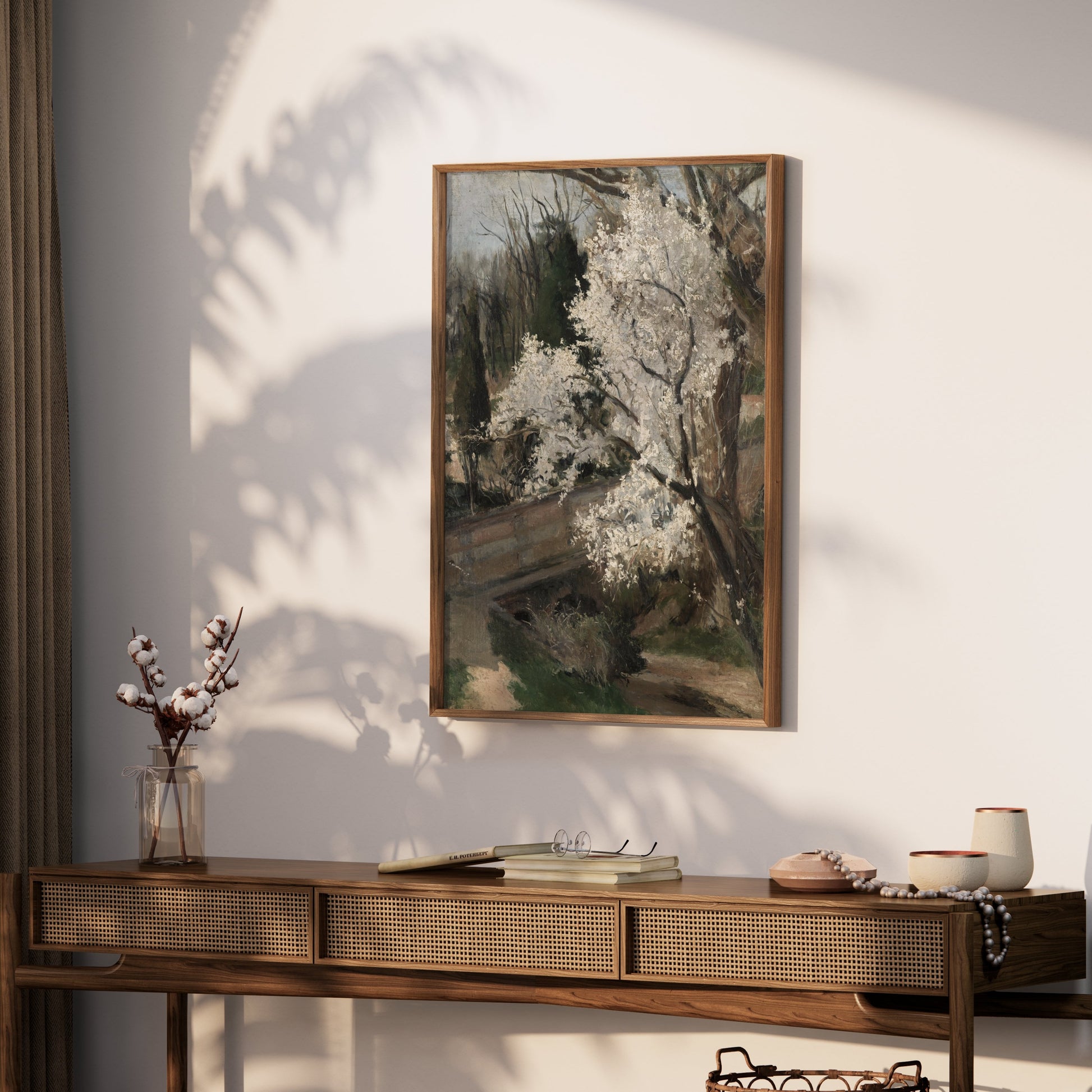 Premium Poster of Beautiful Spring Blossoms with Scenic Background Posters