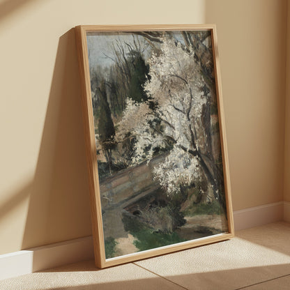 Premium Poster of Beautiful Spring Blossoms with Scenic Background Posters