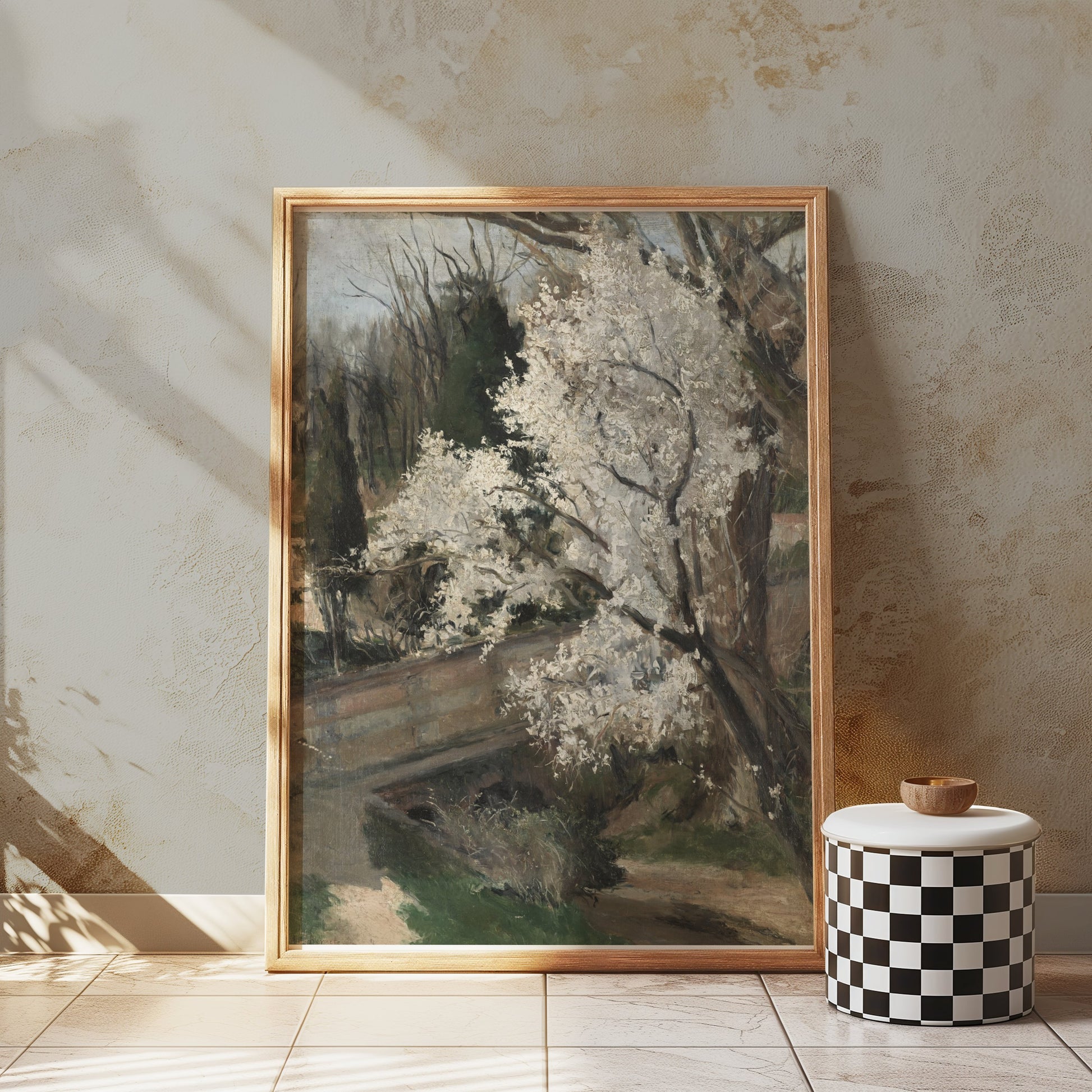 Premium Poster of Beautiful Spring Blossoms with Scenic Background Posters