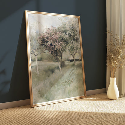 Premium Poster of Beautiful Spring Landscape with Blooming Trees Posters