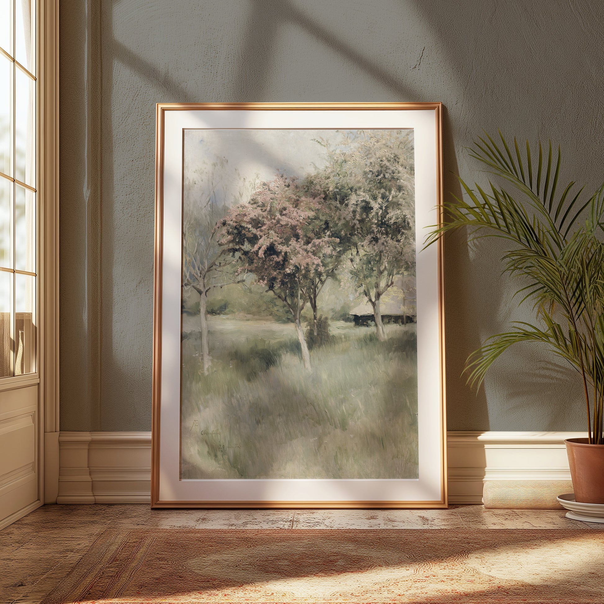 Premium Poster of Beautiful Spring Landscape with Blooming Trees Posters