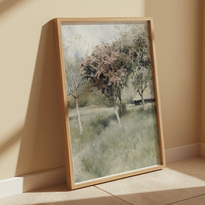 Premium Poster of Beautiful Spring Landscape with Blooming Trees Posters